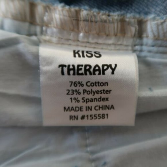 Denim Jean Shorts Women's Cutt Off Kiss Therapy Size 8 Embellished - Picture 7 of 8